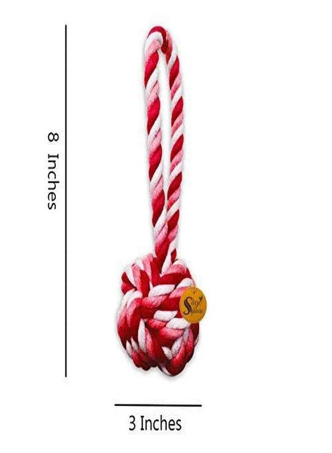 سايج سكوير لعبة حبل طبيعي مربعة الشكل للكلاب من سيج، لعبة شد ومضغ للاستخدام اليومي، مرحة، للتمرين، والتسلق للكلاب/الجراء/القطط/القطط الصغيرة (أحمر) - Image 5